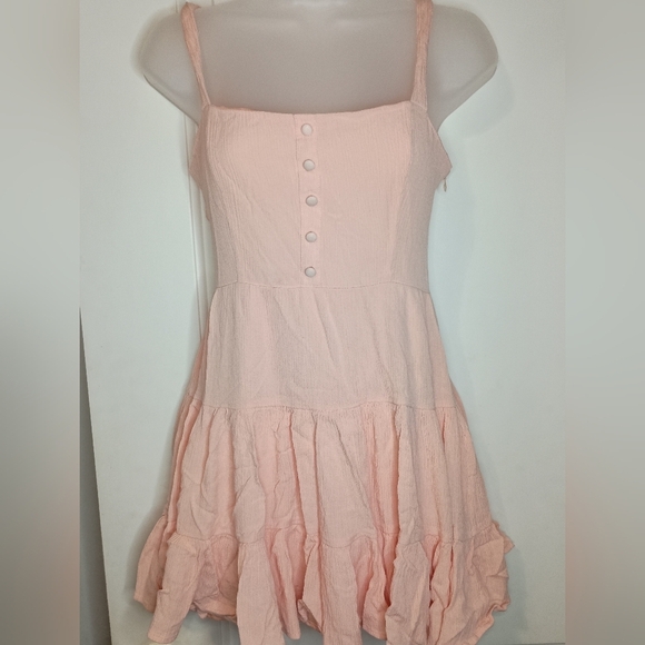FOREVER 21 Charming Light Butterly Pink Barbiecore Button-Front Dress(#1,008) - Picture 1 of 9